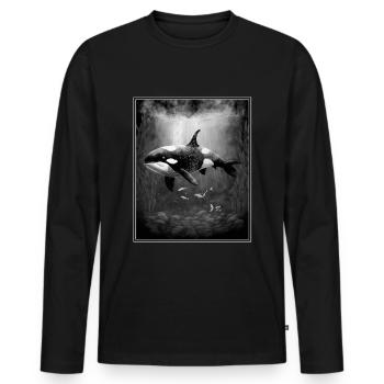Baleine Orque Biologie marine Protection de l’environnement Conservation des espèces - T-shirt manches longues Premium bio Homme - noir - Devant - Nico (187cm)