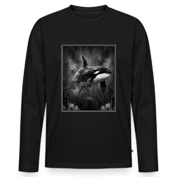 Baleine Orque Biologie marine Protection de l’environnement Conservation des espèces - T-shirt manches longues Premium bio Homme - noir - Devant - Nico (187cm)