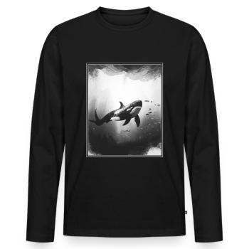 Orques baleines Biologie marine Protection de l’environnement Protection des espèces - T-shirt manches longues Premium bio Homme - noir - Devant - Nico (187cm)