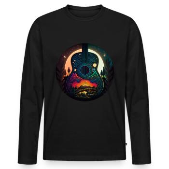 Guitare acoustique Cottagecore Moon Star Flower - T-shirt manches longues Premium bio Homme - noir - Devant - Nico (187cm)