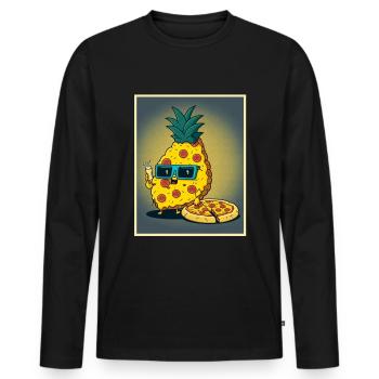 Pizza Ananas Hawaii Restauration rapide d’été Tomates - T-shirt manches longues Premium bio Homme - noir - Devant - Nico (187cm)