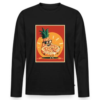 Pizza Ananas Hawaii Restauration rapide d’été Tomates - T-shirt manches longues Premium bio Homme - noir - Devant - Nico (187cm)