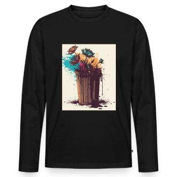Müll Pflanzen Verschmutzung Umwelt Klima - Männer Premium Bio Langarmshirt - Schwarz - Vorne - Nico (187cm)