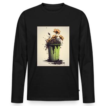 Müll Pflanzen Verschmutzung Umwelt Klima - Männer Premium Bio Langarmshirt - Schwarz - Vorne - Nico (187cm)
