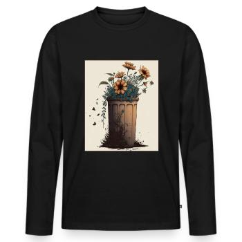 Müll Pflanzen Verschmutzung Umwelt Klima - Männer Premium Bio Langarmshirt - Schwarz - Vorne - Nico (187cm)