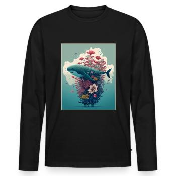 Requin Baleine Plantes océaniques Climat maritime des grands fonds marins - T-shirt manches longues Premium bio Homme - noir - Devant - Nico (187cm)