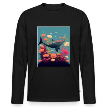 Requin Baleine Plantes océaniques Climat maritime des grands fonds marins - T-shirt manches longues Premium bio Homme - noir - Devant - Nico (187cm)