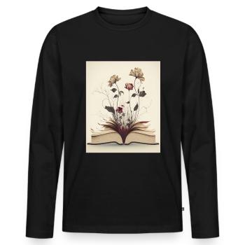 Lecteur Livres Plantes Fleurs Auteur - T-shirt manches longues Premium bio Homme - noir - Devant - Nico (187cm)