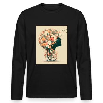 Blumen Vögel Motivation Mental Health Depression - Männer Premium Bio Langarmshirt - Schwarz - Vorne - Nico (187cm)