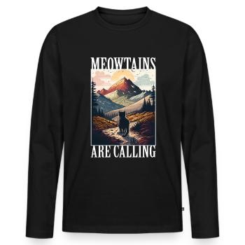 Cat Kitten Mountains Randonnée Escalade en plein air - T-shirt manches longues Premium bio Homme - noir - Devant - Nico (187cm)