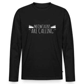 Cat Kitten Mountains Hiking Climbing Outdoor - Men's Premium Organic Long Sleeve Shirt - black - Front - Nico (187cm)