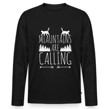 Cat Kitten Mountains Randonnée Escalade en plein air - T-shirt manches longues Premium bio Homme - noir - Devant - Nico (187cm)