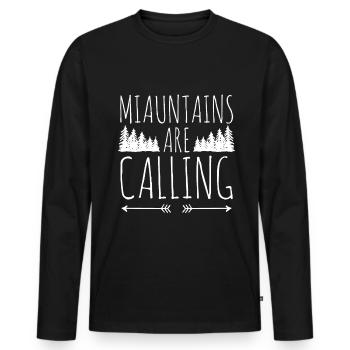 Cat Kitten Mountains Randonnée Escalade en plein air - T-shirt manches longues Premium bio Homme - noir - Devant - Nico (187cm)