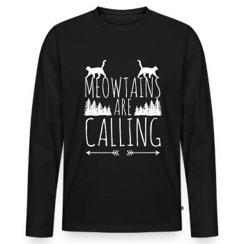 Cat Kitten Mountains Randonnée Escalade en plein air - T-shirt manches longues Premium bio Homme - noir - Devant - Nico (187cm)