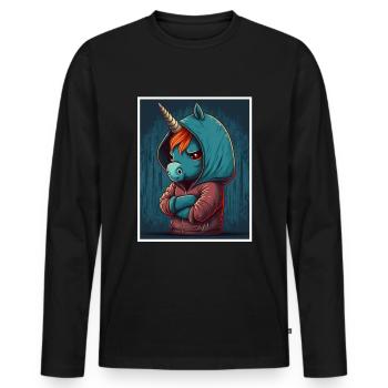 Collègue sarcasme sarcastique de vache licorne du matin - T-shirt manches longues Premium bio Homme - noir - Devant - Nico (187cm)