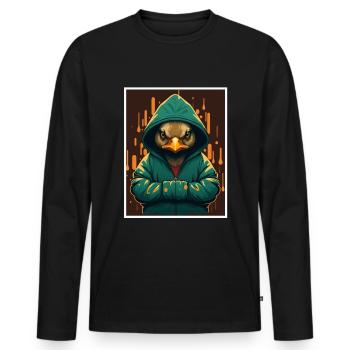 Oiseau Canard Oie Matin Grouch Sarcasme Collègue - T-shirt manches longues Premium bio Homme - noir - Devant - Nico (187cm)