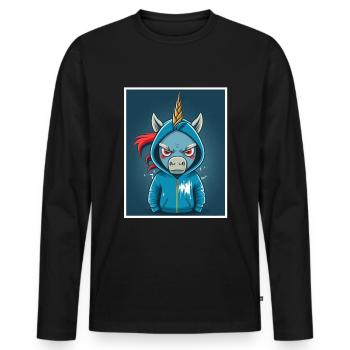 Collègue sarcasme sarcastique de vache licorne du matin - T-shirt manches longues Premium bio Homme - noir - Devant - Nico (187cm)