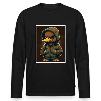 Vogel Ente Gans Morgenmuffel Sarkasmus Kollege - T-shirt manches longues Premium bio Homme - noir - Devant - Nico (187cm)