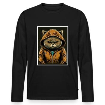 Katze Kätzchen Morgenmuffel Sarkasmus Kollege - Männer Premium Bio Langarmshirt - Schwarz - Vorne - Nico (187cm)