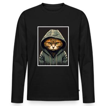 Katze Kätzchen Morgenmuffel Sarkasmus Kollege - T-shirt manches longues Premium bio Homme - noir - Devant - Nico (187cm)
