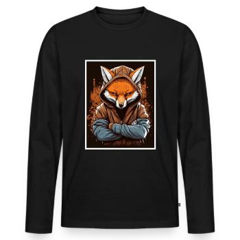Fuchs Morgenmuffel Sarkasmus Kollege Mitarbeiter - T-shirt manches longues Premium bio Homme - noir - Devant - Nico (187cm)