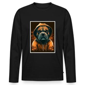 Chien Bulldog Morning Grouch Sarcasme Collègue - T-shirt manches longues Premium bio Homme - noir - Devant - Nico (187cm)