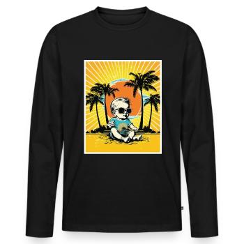 Whats up Beaches Junge KInd Strand Sommer Urlaub - Männer Premium Bio Langarmshirt - Schwarz - Vorne - Nico (187cm)