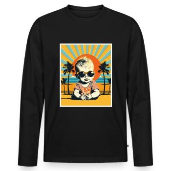 Whats up Beaches Junge KInd Strand Sommer Urlaub - Männer Premium Bio Langarmshirt - Schwarz - Vorne - Nico (187cm)