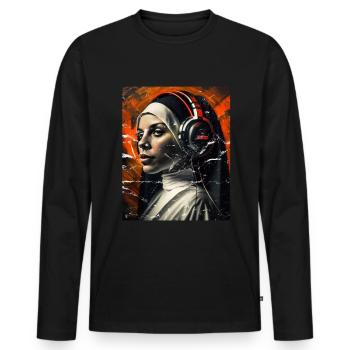 Techno Vaporwave Nonne Christlich Gott Musik - Männer Premium Bio Langarmshirt - Schwarz - Vorne - Nico (187cm)