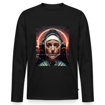 Techno Vaporwave Nonne Christlich Gott Musik - Männer Premium Bio Langarmshirt - Schwarz - Vorne - Nico (187cm)