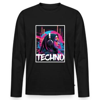 Techno Vaporwave Nonne Christlich Gott Musik - Männer Premium Bio Langarmshirt - Schwarz - Vorne - Nico (187cm)