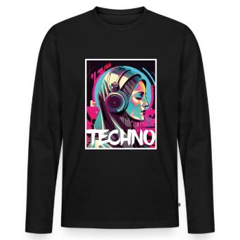 Techno Vaporwave Nonne Christlich Gott Musik - Männer Premium Bio Langarmshirt - Schwarz - Vorne - Nico (187cm)