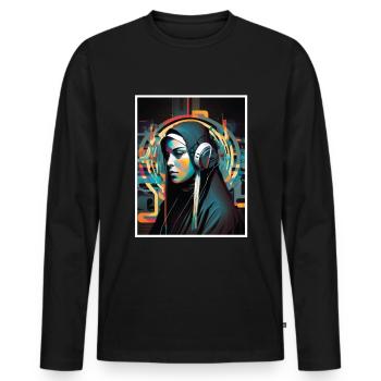 Techno Vaporwave Nonne Christlich Gott Musik - Männer Premium Bio Langarmshirt - Schwarz - Vorne - Nico (187cm)