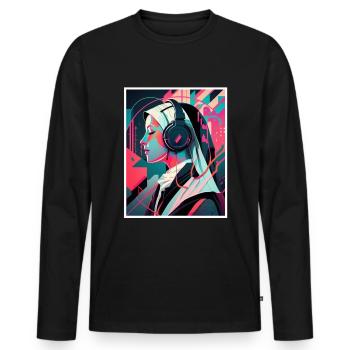 Techno Vaporwave Nonne Christlich Gott Musik - Männer Premium Bio Langarmshirt - Schwarz - Vorne - Nico (187cm)