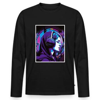 Techno Vaporwave Nonne Christlich Gott Musik - Männer Premium Bio Langarmshirt - Schwarz - Vorne - Nico (187cm)