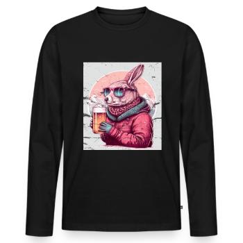 Lapin d’hiver Ski Snowboard Lapin des neiges - T-shirt manches longues Premium bio Homme - noir - Devant - Nico (187cm)