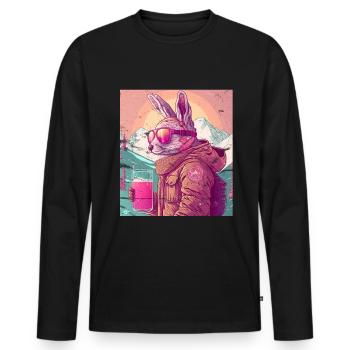 Lapin d’hiver Ski Snowboard Lapin des neiges - T-shirt manches longues Premium bio Homme - noir - Devant - Nico (187cm)