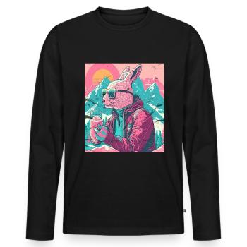 Lapin d’hiver Ski Snowboard Lapin des neiges - T-shirt manches longues Premium bio Homme - noir - Devant - Nico (187cm)