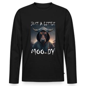 A little Moody Cow Beef Morning Grouch Farmer Sleep - Men's Premium Organic Long Sleeve Shirt - black - Front - Nico (187cm)