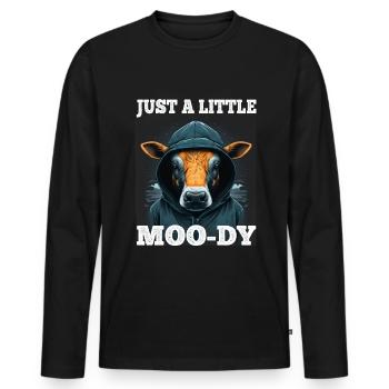 A little Moody Cow Beef Morning Grouch Farmer Sleep - Men's Premium Organic Long Sleeve Shirt - black - Front - Nico (187cm)