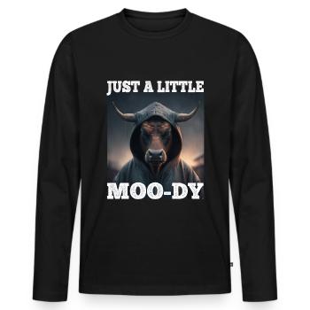 A little Moody Cow Beef Morning Grouch Farmer Sleep - Men's Premium Organic Long Sleeve Shirt - black - Front - Nico (187cm)