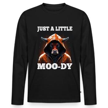 A little Moody Cow Beef Morning Grouch Farmer Sleep - Men's Premium Organic Long Sleeve Shirt - black - Front - Nico (187cm)