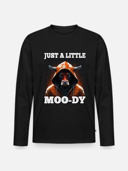 A little Moody Cow Beef Morning Grouch Farmer Sleep - Men's Premium Organic Long Sleeve Shirt - black
