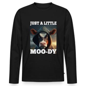 A little Moody Cow Beef Morning Grouch Farmer Sleep - Men's Premium Organic Long Sleeve Shirt - black - Front - Nico (187cm)