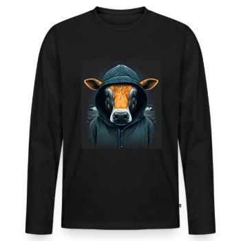 A little Moody Cow Beef Morning Grouch Farmer Sleep - Men's Premium Organic Long Sleeve Shirt - black - Front - Nico (187cm)