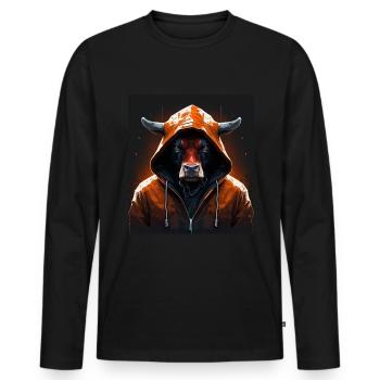 A little Moody Cow Beef Morning Grouch Farmer Sleep - Men's Premium Organic Long Sleeve Shirt - black - Front - Nico (187cm)