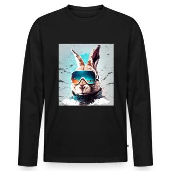 Lapin d’hiver Ski Snowboard Lapin des neiges - T-shirt manches longues Premium bio Homme - noir - Devant - Nico (187cm)