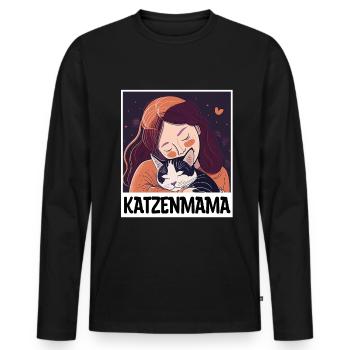 Katzenmama Katze Anime Kätzchen Liebe Frau Mama - Männer Premium Bio Langarmshirt - Schwarz - Vorne - Nico (187cm)