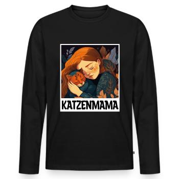 Katzenmama Katze Anime Kätzchen Liebe Frau Mama - Männer Premium Bio Langarmshirt - Schwarz - Vorne - Nico (187cm)