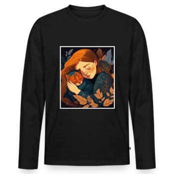 Katzenmama Katze Anime Kätzchen Liebe Frau Mama - Männer Premium Bio Langarmshirt - Schwarz - Vorne - Nico (187cm)